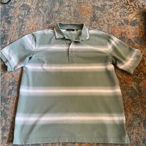 Radmor Golf Polo Shirt, Pima Cotton, Sage Green Stripe, L